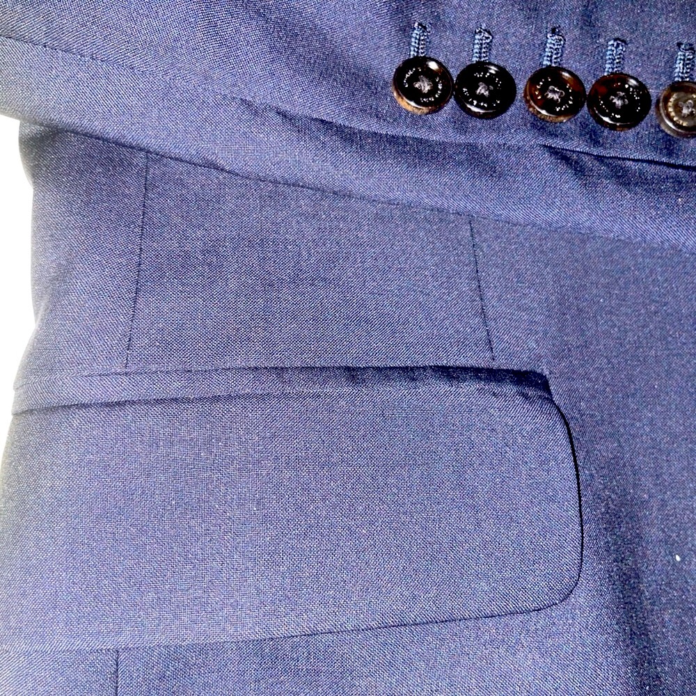 Wool Burberry Blue Blazer with Notch Lapels and Wool Blend - Picture 12 of 17